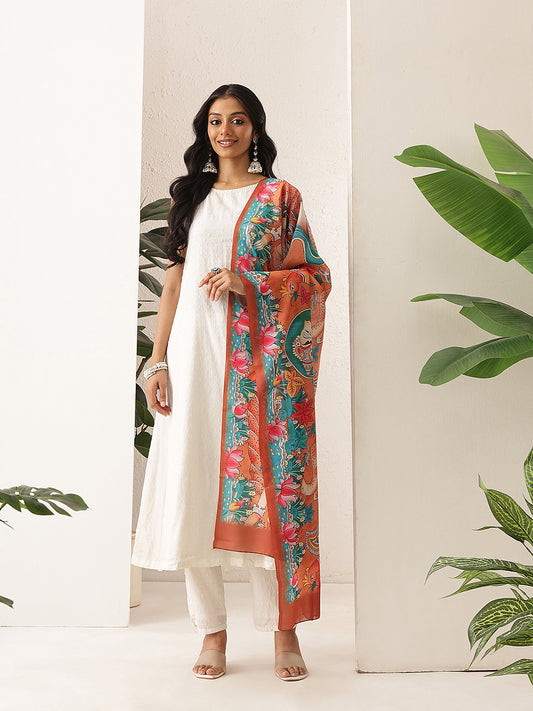 Digital Printed Kalamkari Dupatta Mul Cotton Fabric