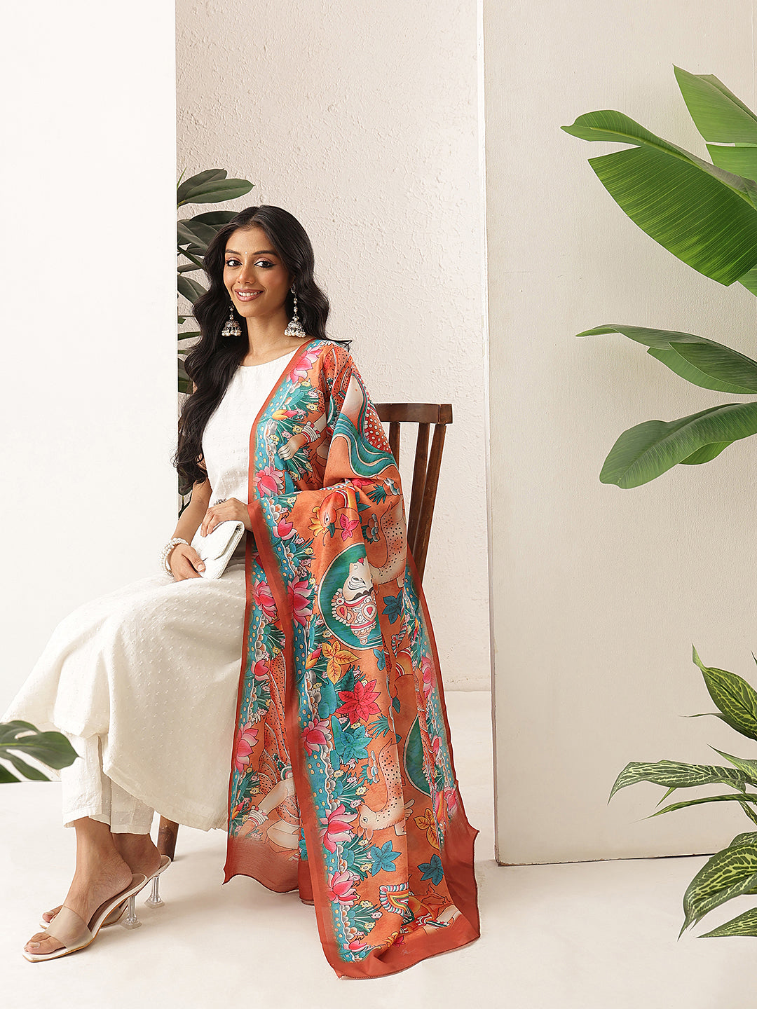 Digital Printed Kalamkari Dupatta Mul Cotton Fabric