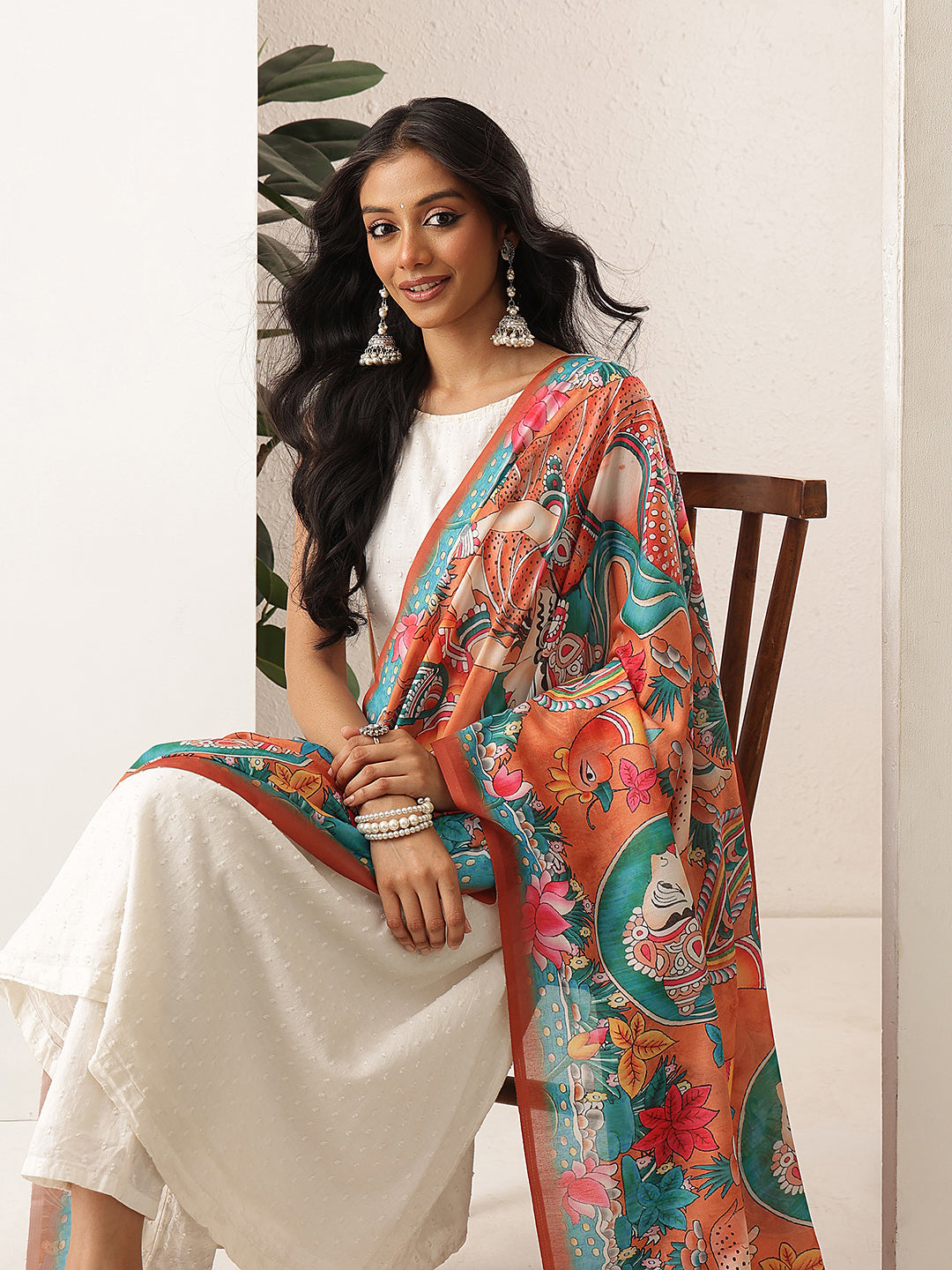 Digital Printed Kalamkari Dupatta Mul Cotton Fabric
