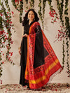 Ikkat Patola Solid Black Dupatta With Tassels