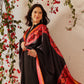Ikkat Patola Solid Black Dupatta With Tassels