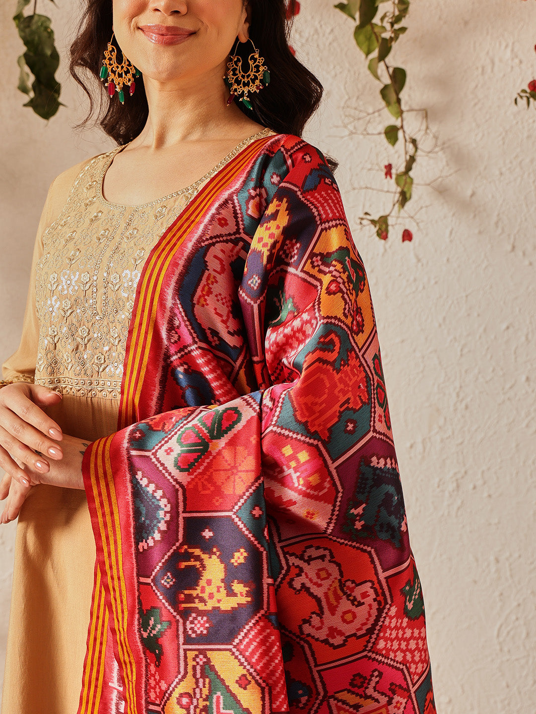 Traditional Double Ikkat Patola Dupatta With Tassels