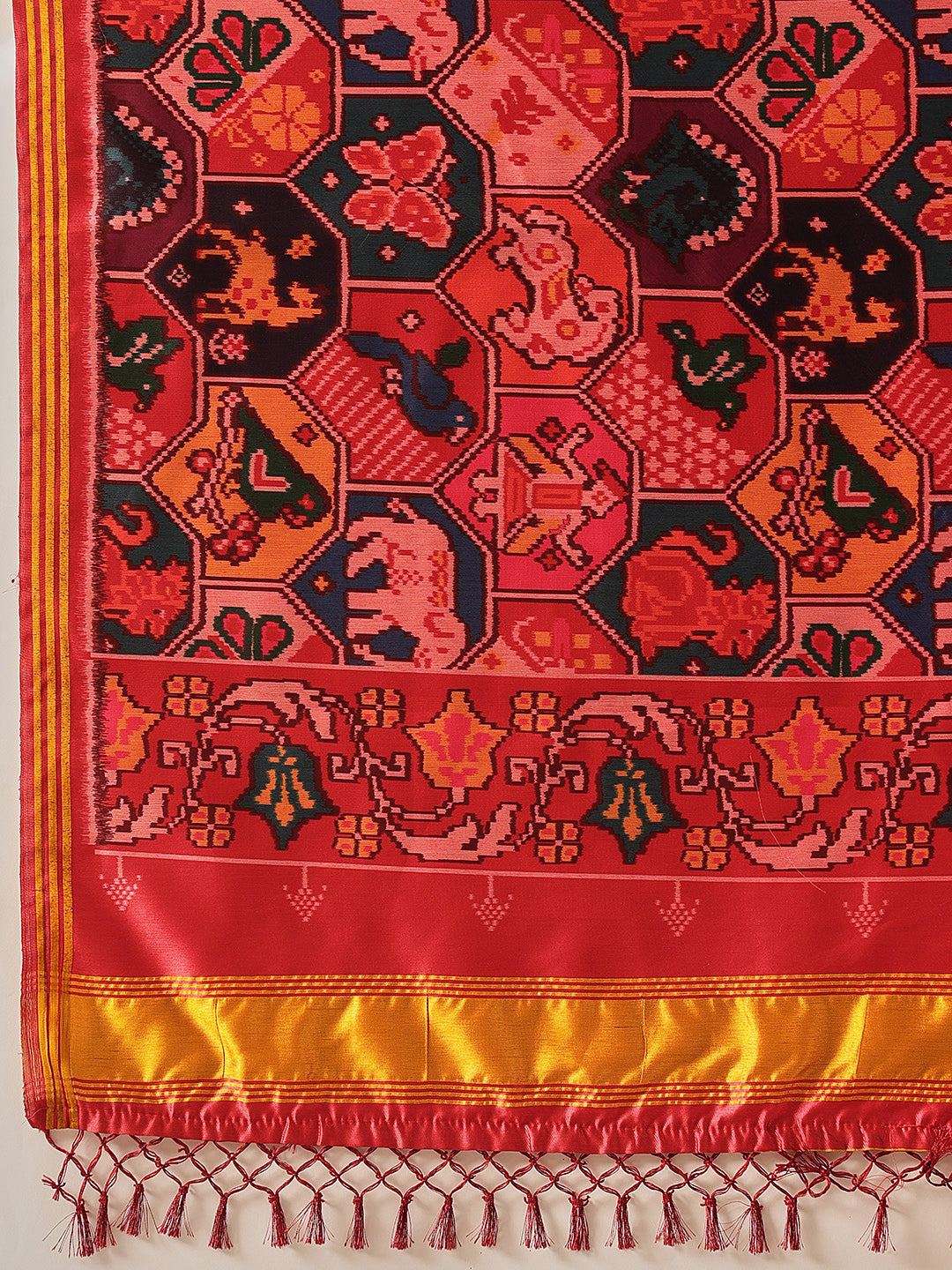 Traditional Double Ikkat Patola Dupatta With Tassels