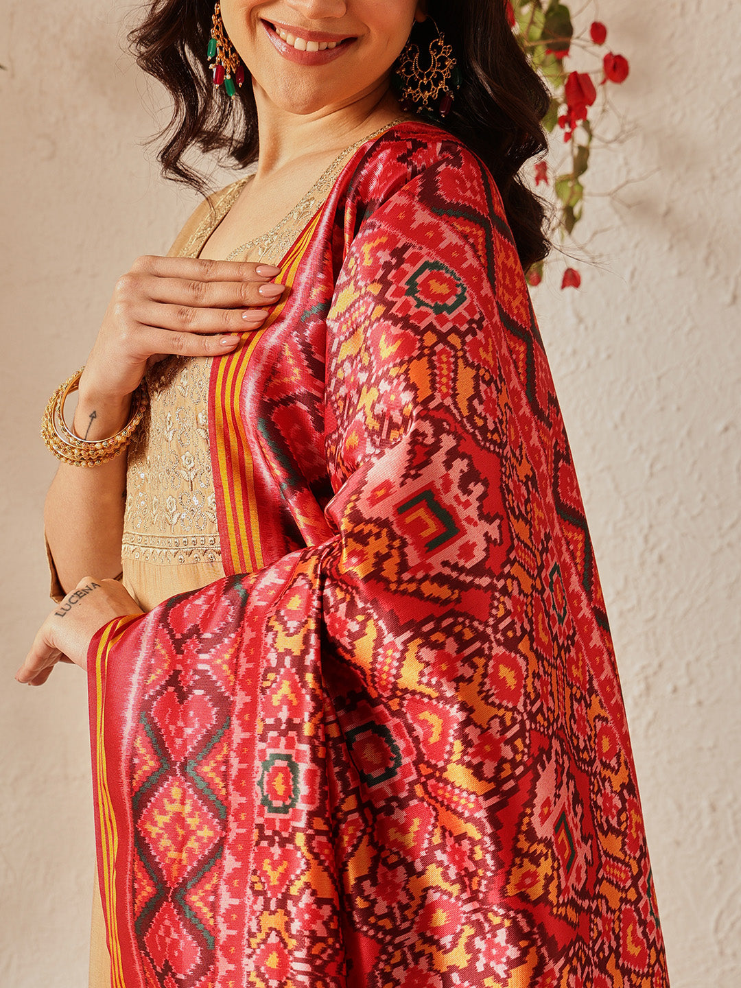 Traditional Double Ikkat Patola Dupatta With Tassels