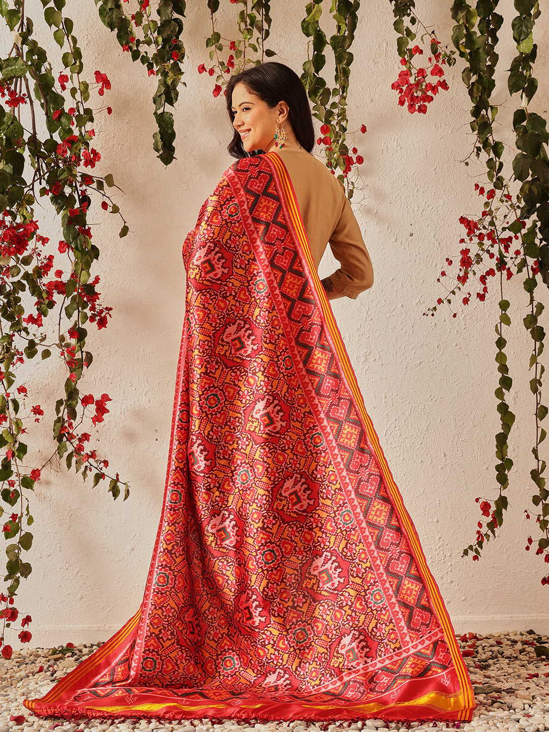 Traditional Double Ikkat Patola Dupatta With Tassels