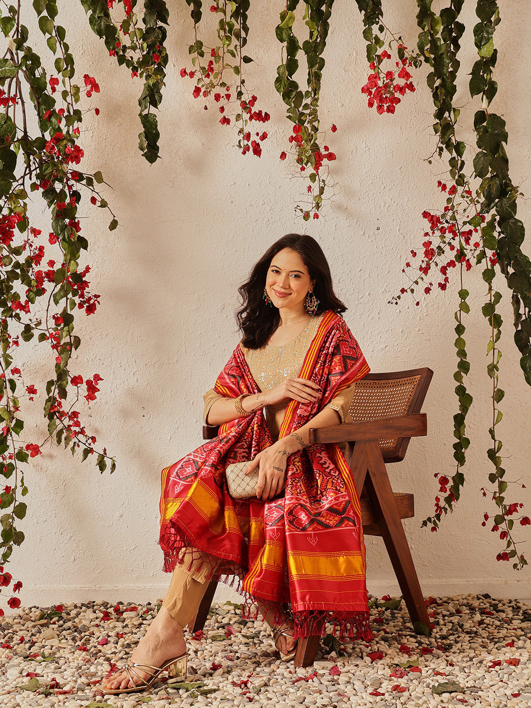 Traditional Double Ikkat Patola Dupatta With Tassels