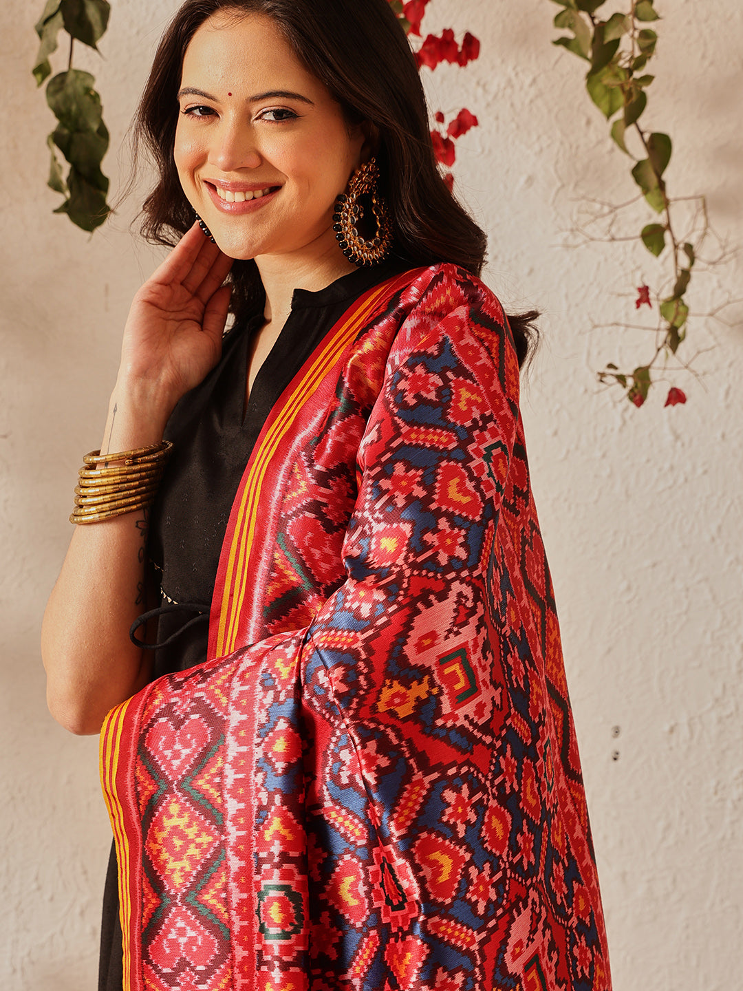 Traditional Double Ikkat Patola Dupatta With Tassels