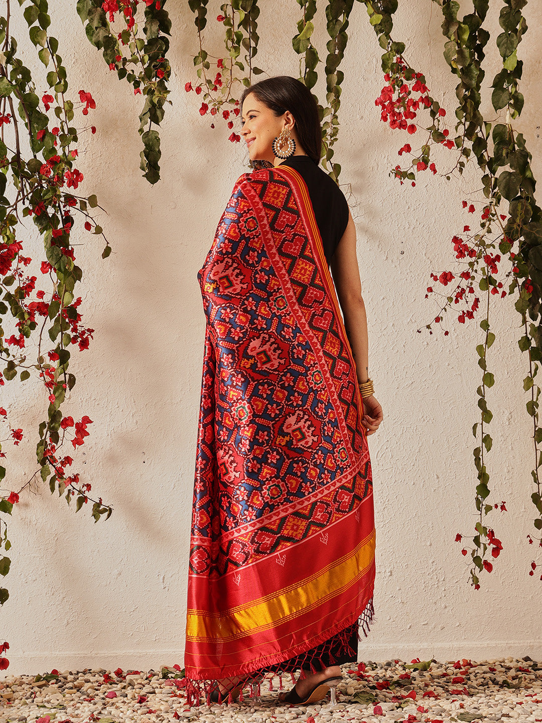 Traditional Double Ikkat Patola Dupatta With Tassels