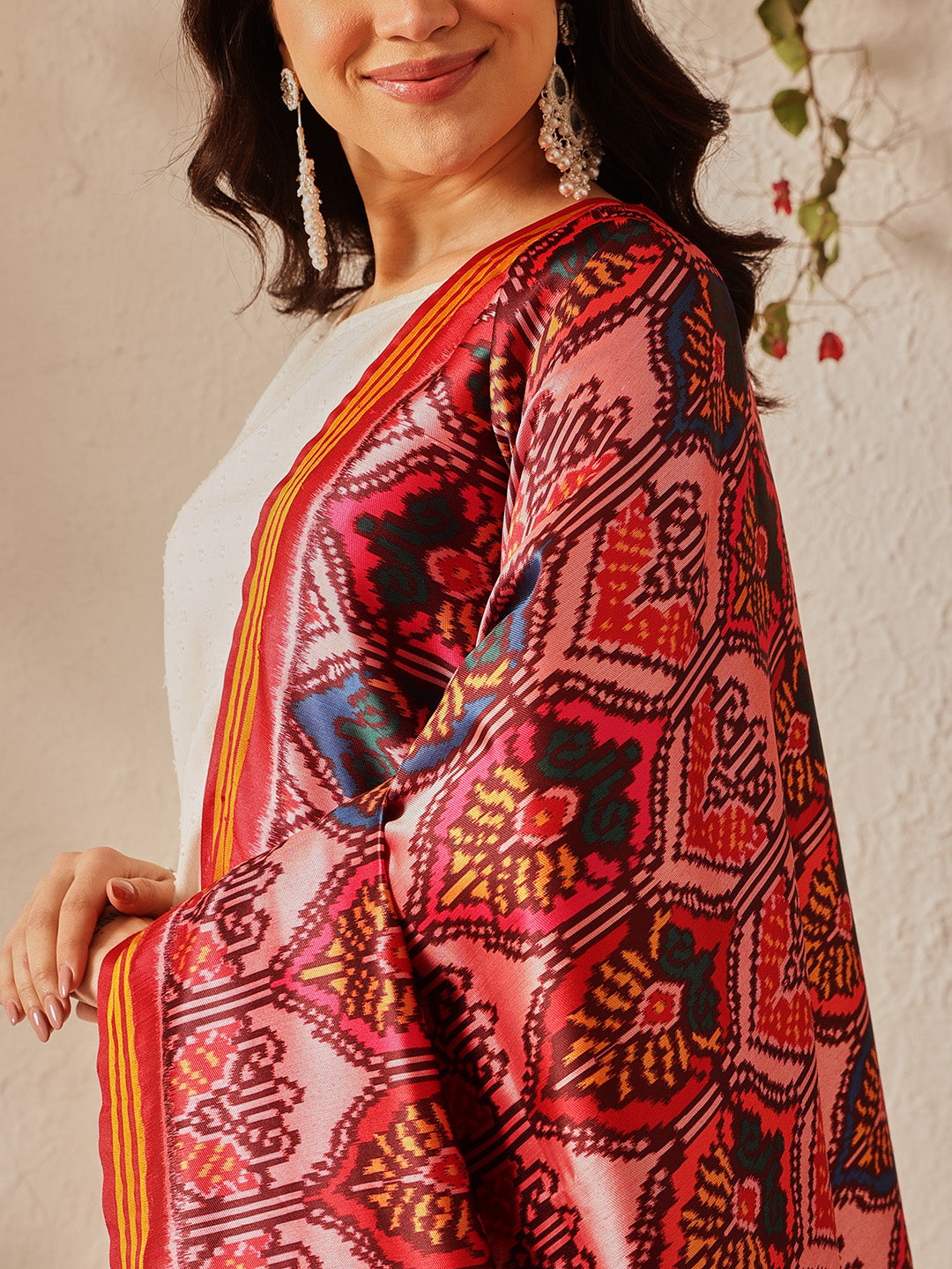 Traditional Double Ikkat Patola Dupatta With Tassels