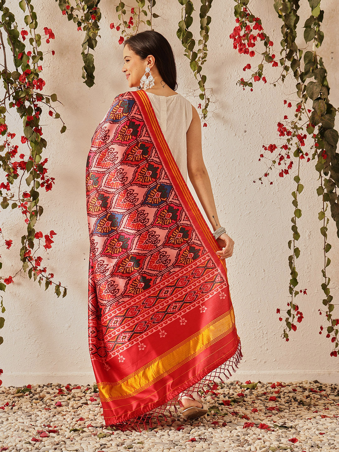 Traditional Double Ikkat Patola Dupatta With Tassels