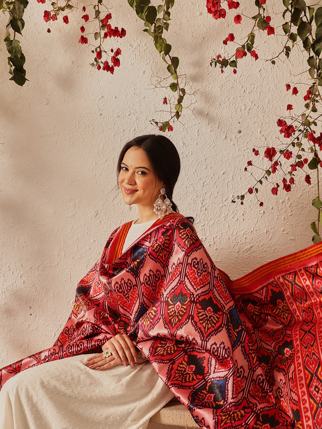 Traditional Double Ikkat Patola Dupatta With Tassels