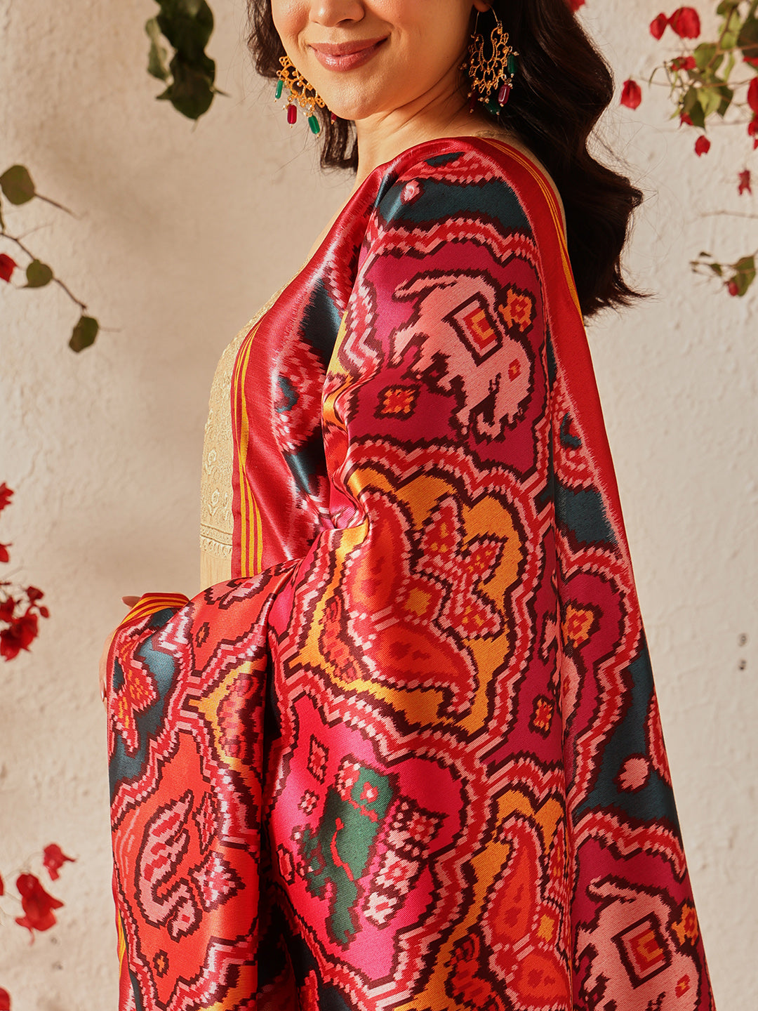 Traditional Double Ikkat Patola Dupatta With Tassels