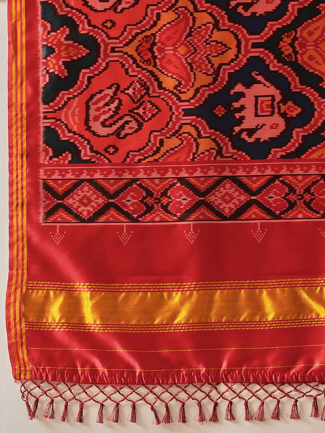 Traditional Double Ikkat Patola Dupatta With Tassels