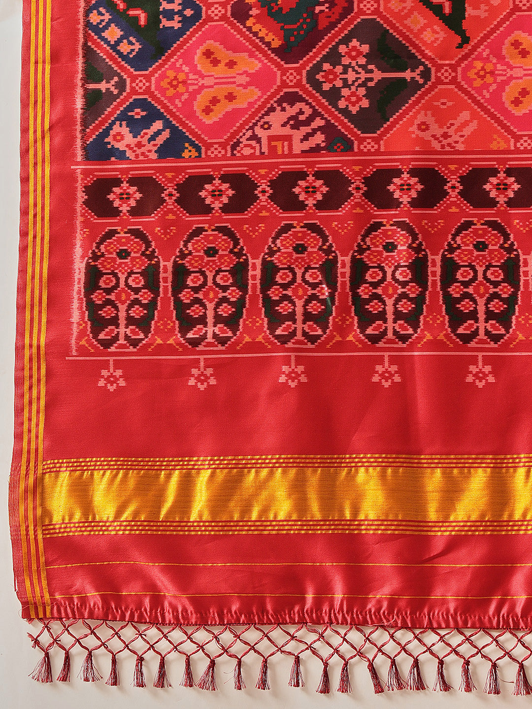 Traditional Double Ikkat Patola Dupatta With Tassels
