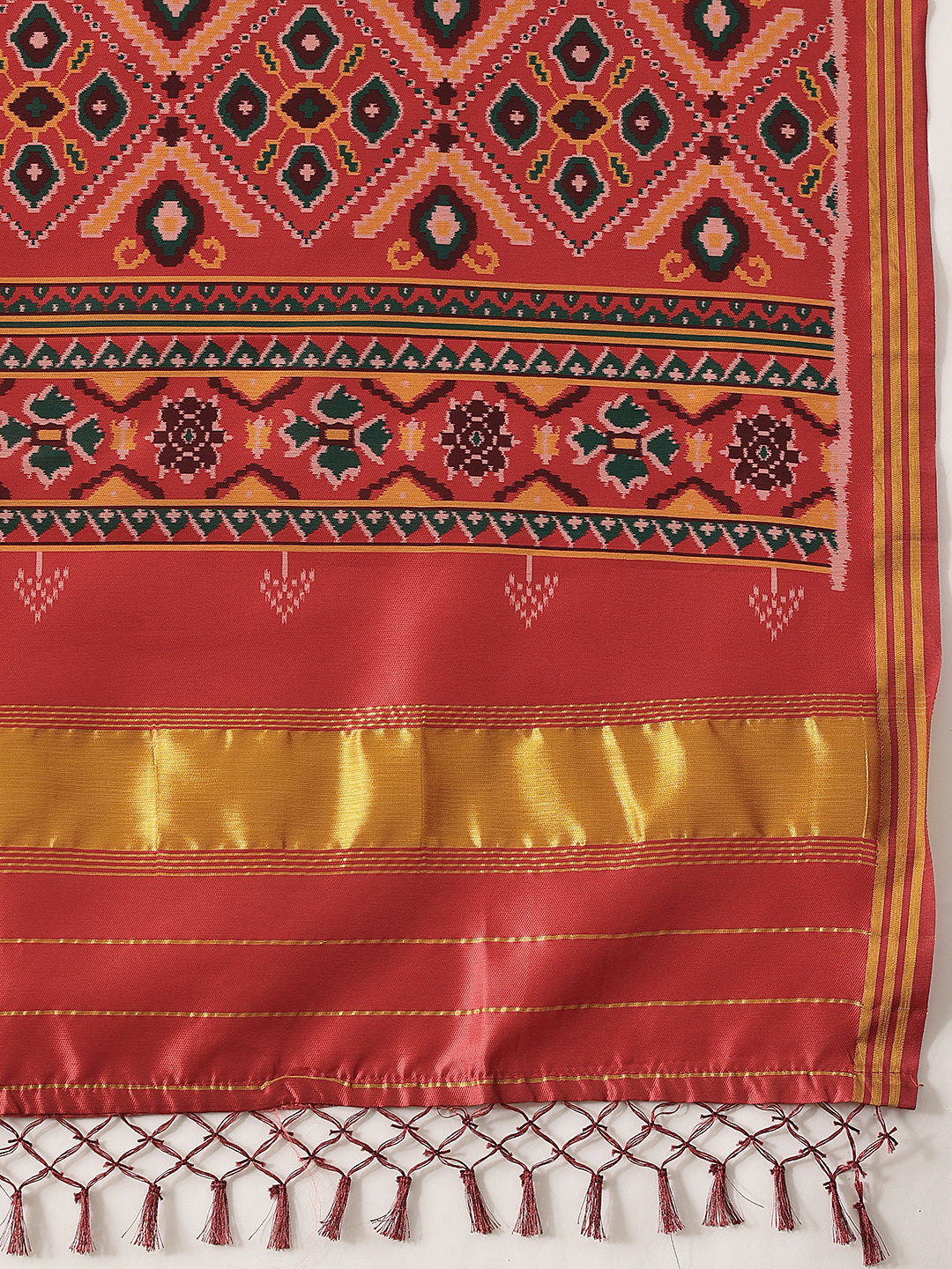 Traditional Double Ikkat Patola Dupatta With Tassels