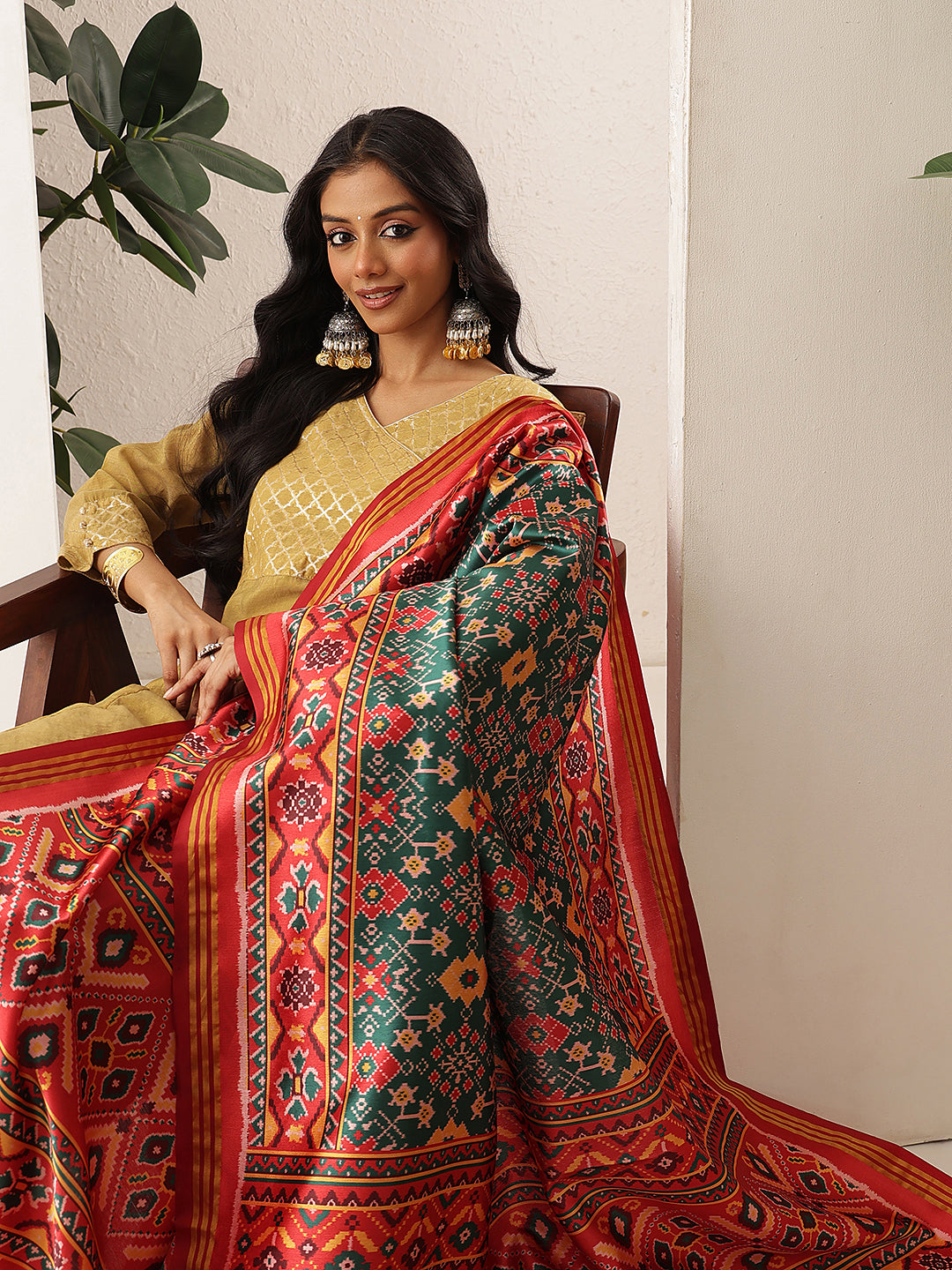 Traditional Double Ikkat Patola Dupatta With Tassels