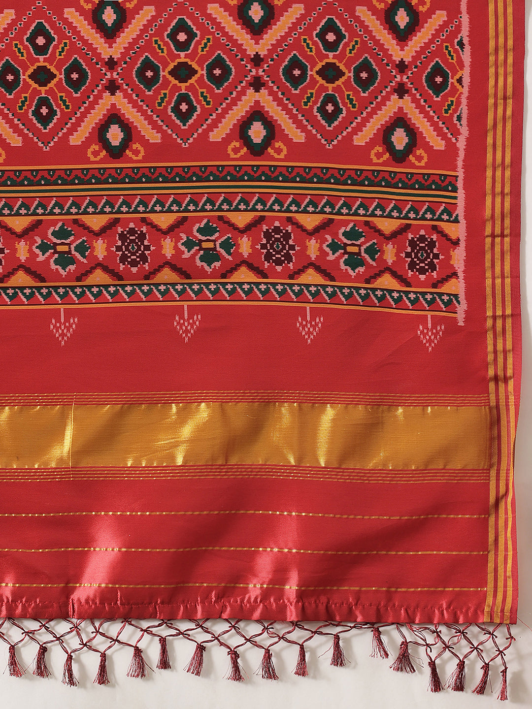 Traditional Double Ikkat Patola Dupatta With Tassels