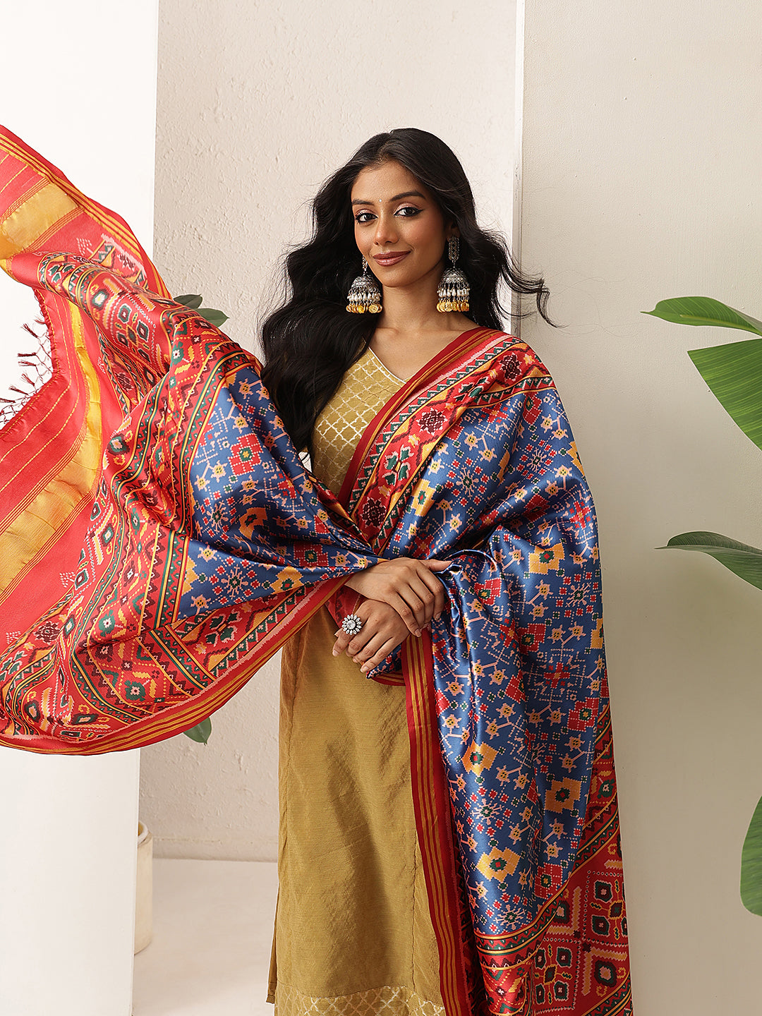 Traditional Double Ikkat Patola Dupatta With Tassels
