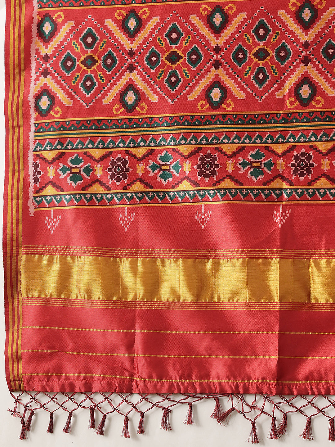 Traditional Double Ikkat Patola Dupatta With Tassels
