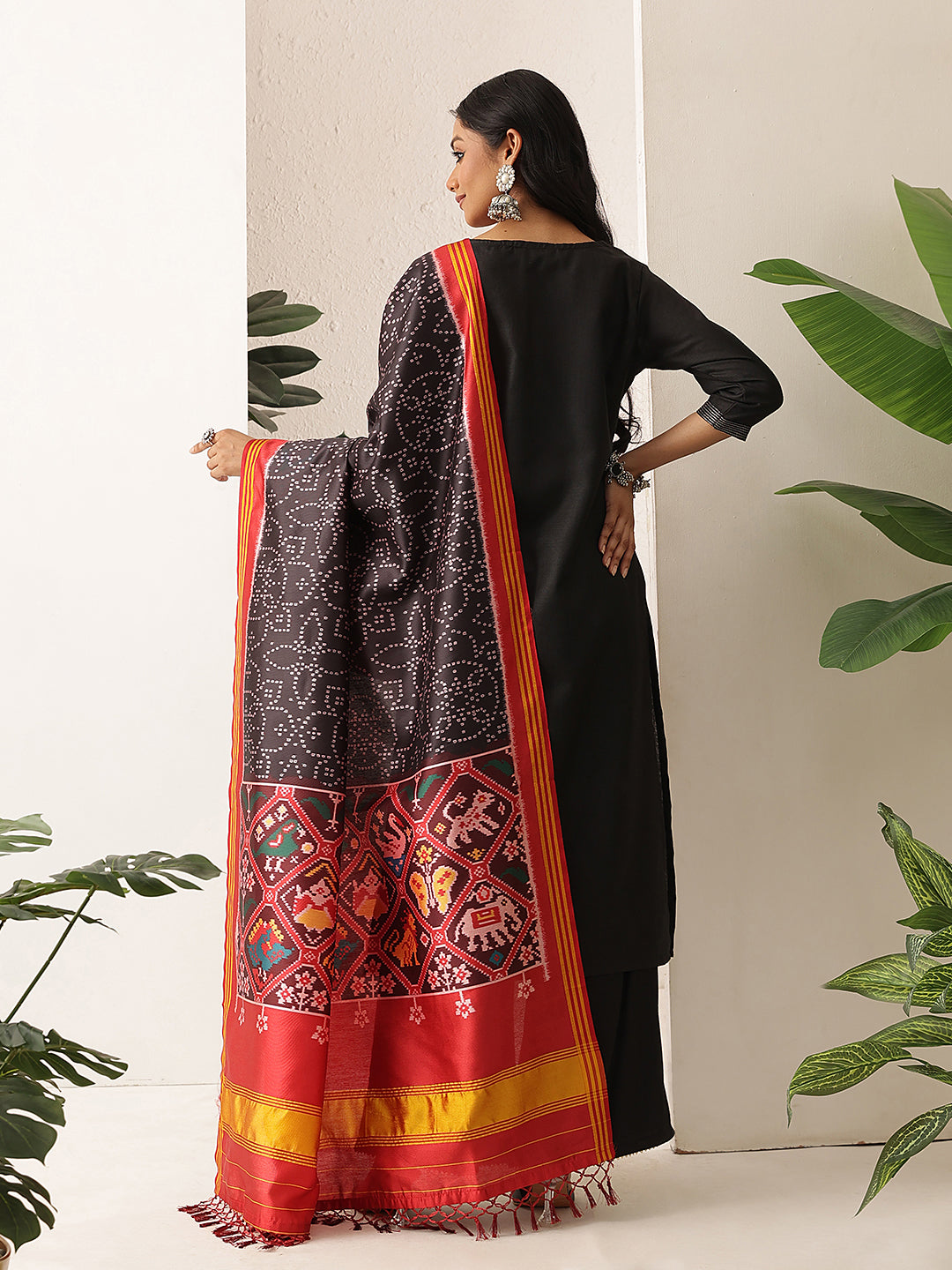 Digital Printed Traditional Bandhani Patola Dupatta With Tassels