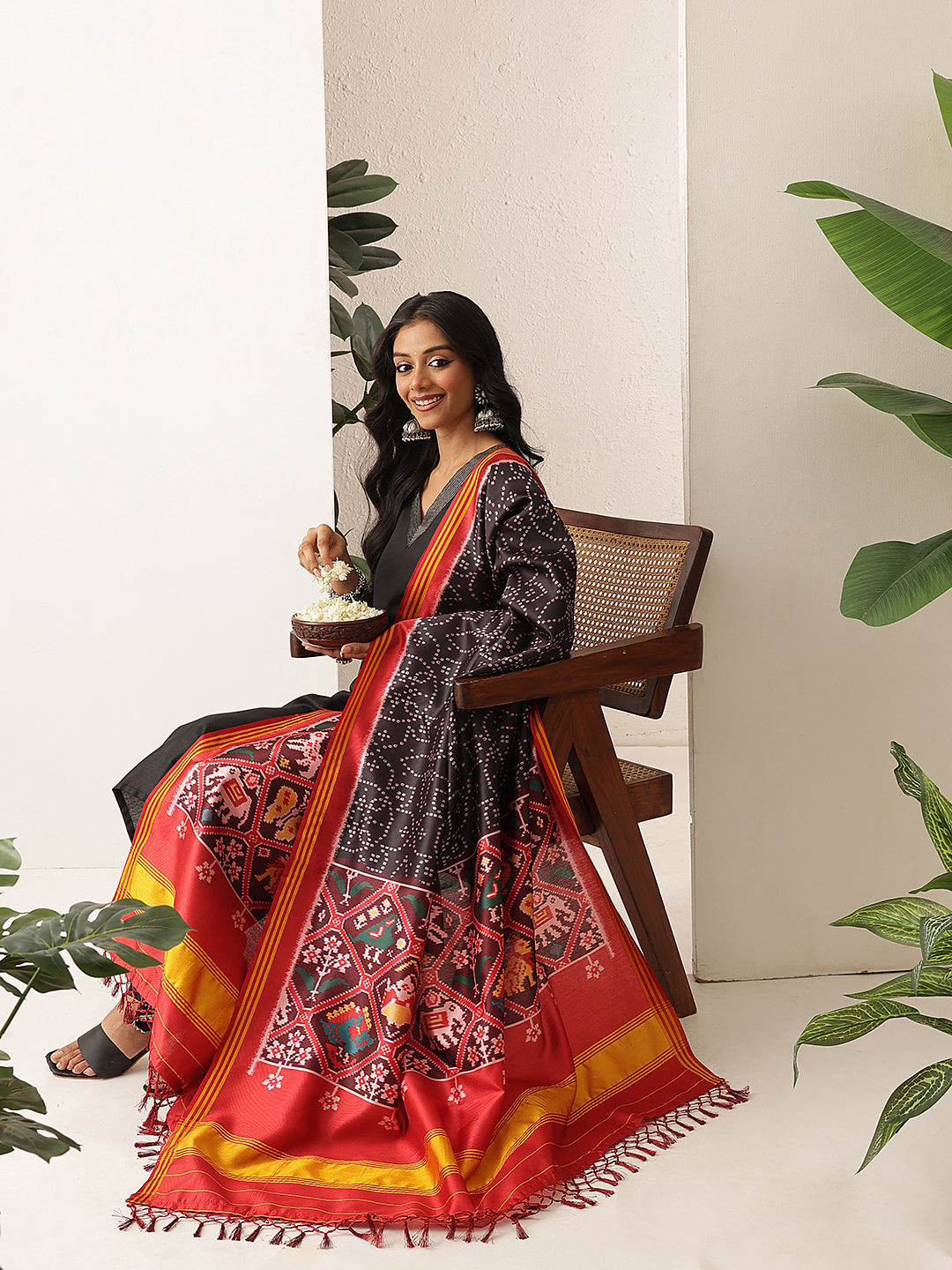 Digital Printed Traditional Bandhani Patola Dupatta With Tassels