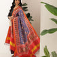 Kalamkari Patola Dupatta Digital Printed With Handmade Tassels