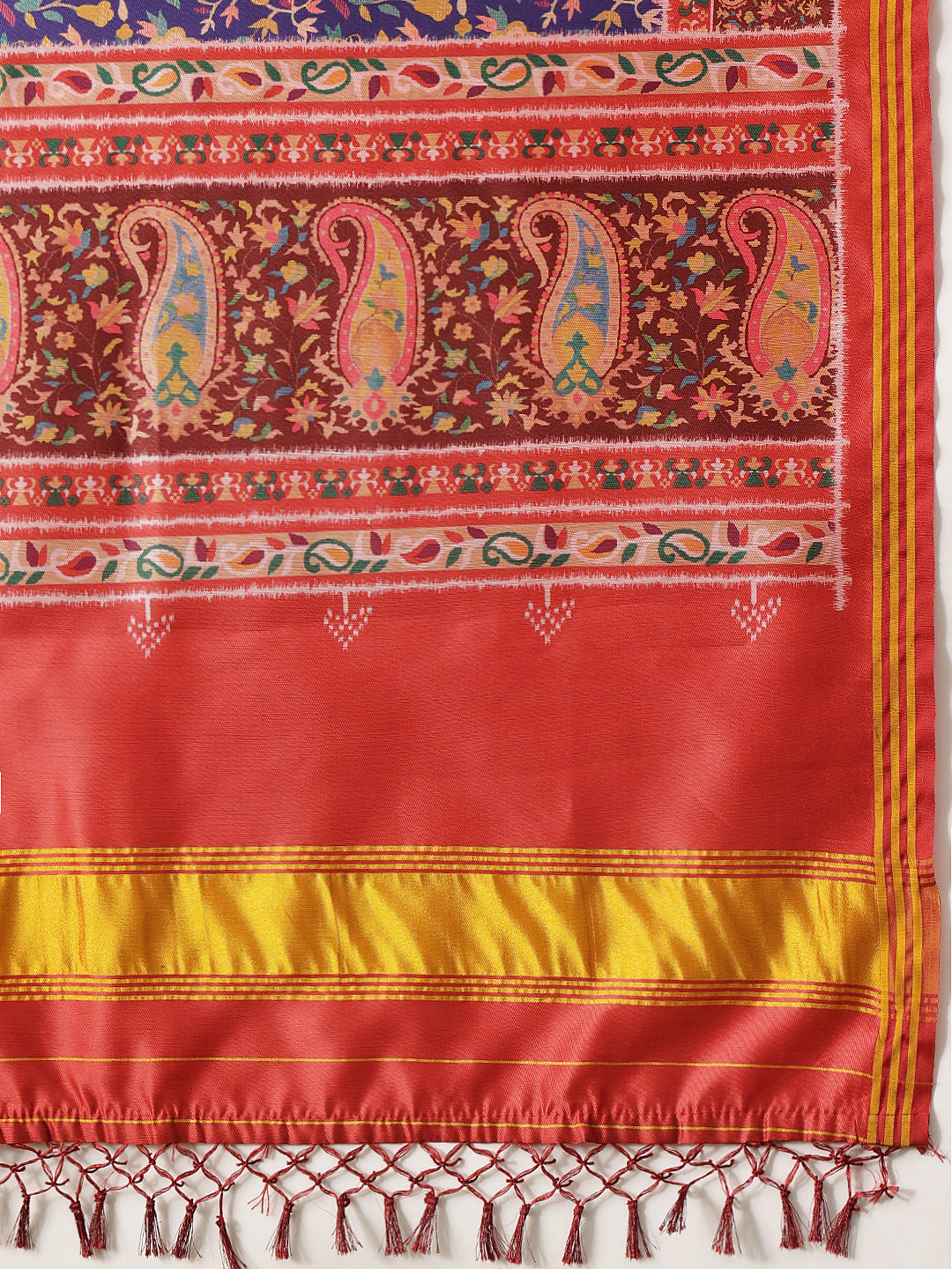 Kalamkari Patola Dupatta Digital Printed With Handmade Tassels