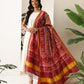 Kalamkari Patola Dupatta Digital Printed With Handmade Tassels