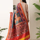 Kalamkari Patola Dupatta Digital Printed With Handmade Tassels
