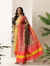 Kalamkari Patola Dupatta Digital Printed With Handmade Tassels