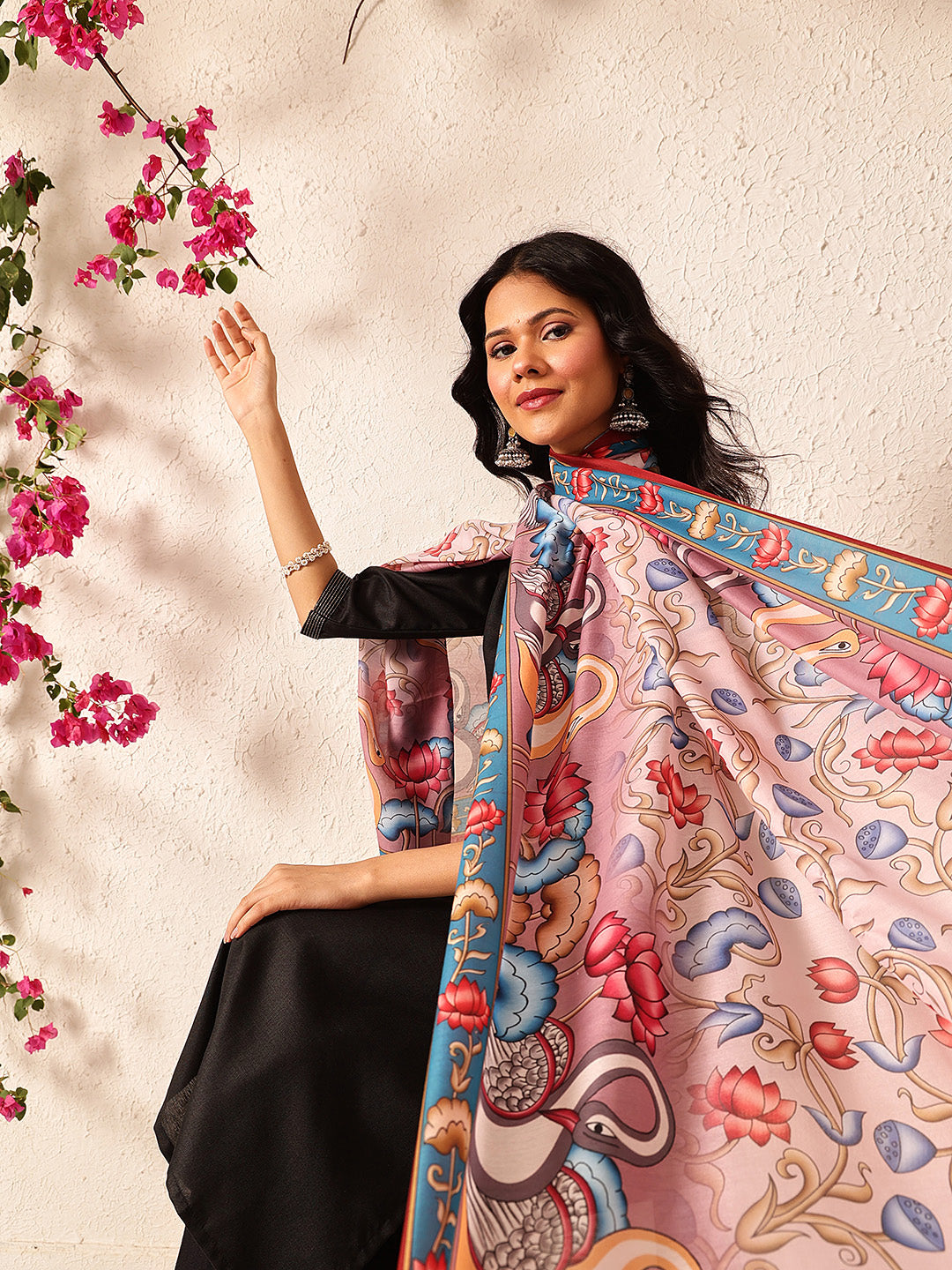 Pen Kalamkari Mul Cotton Digital Printed Dupatta