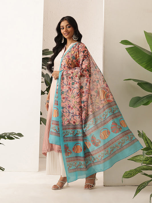 Digital Printed Kalamkari Dupatta Mul Cotton Fabric