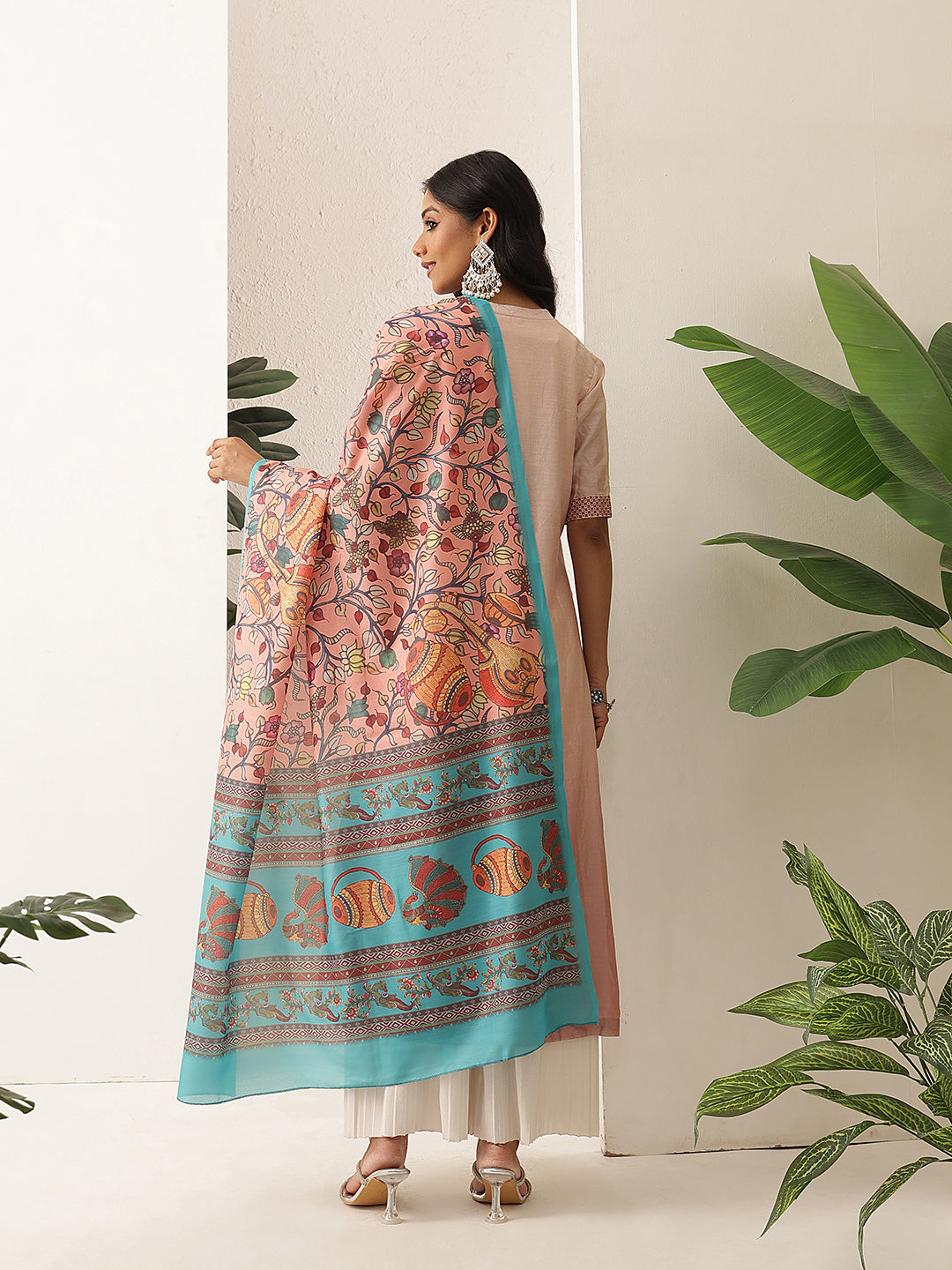 Digital Printed Kalamkari Dupatta Mul Cotton Fabric