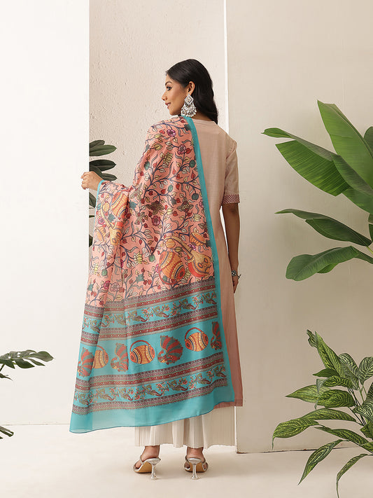 Digital Printed Kalamkari Dupatta Mul Cotton Fabric