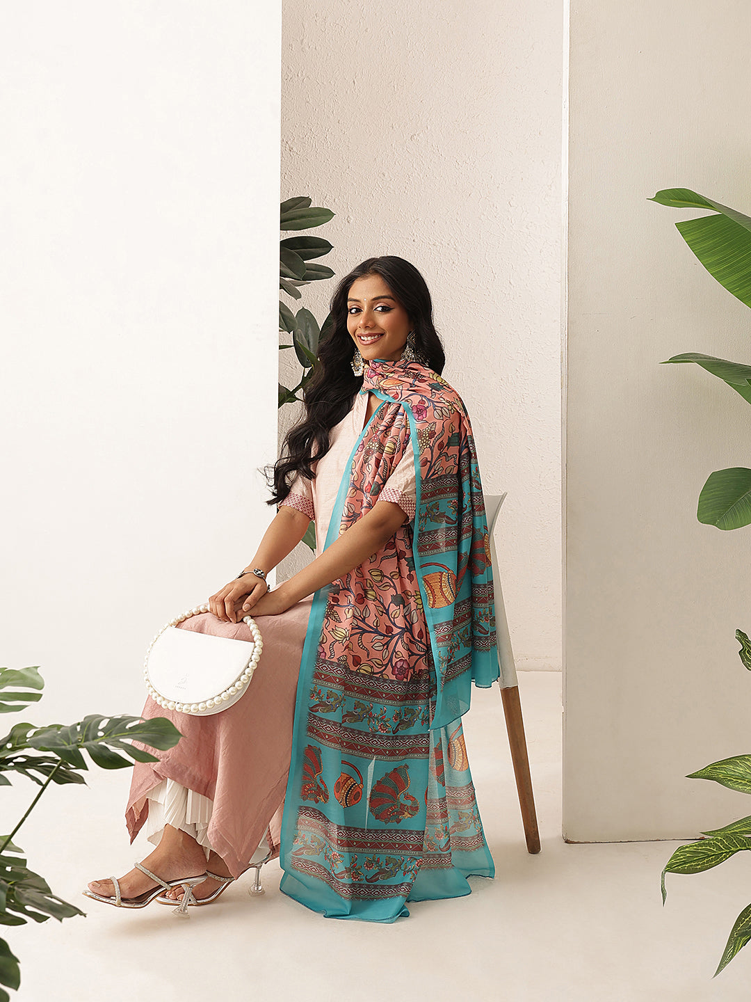 Digital Printed Kalamkari Dupatta Mul Cotton Fabric