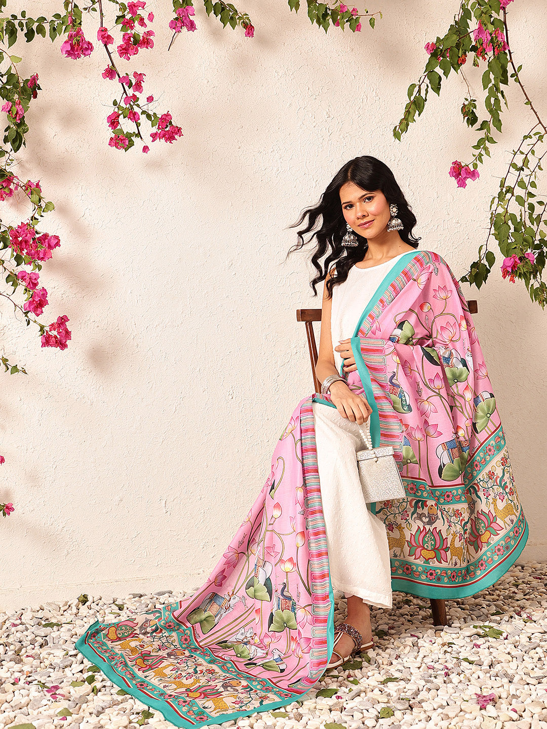 Pen Kalamkari Mul Cotton Digital Printed Dupatta