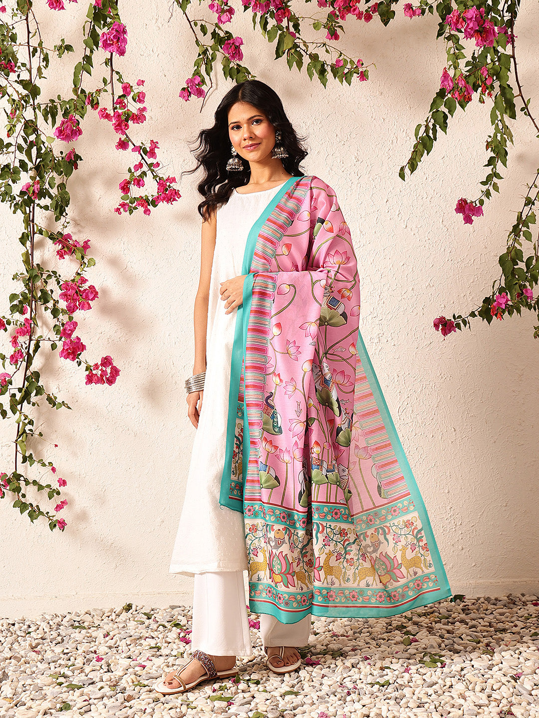 Pen Kalamkari Mul Cotton Digital Printed Dupatta