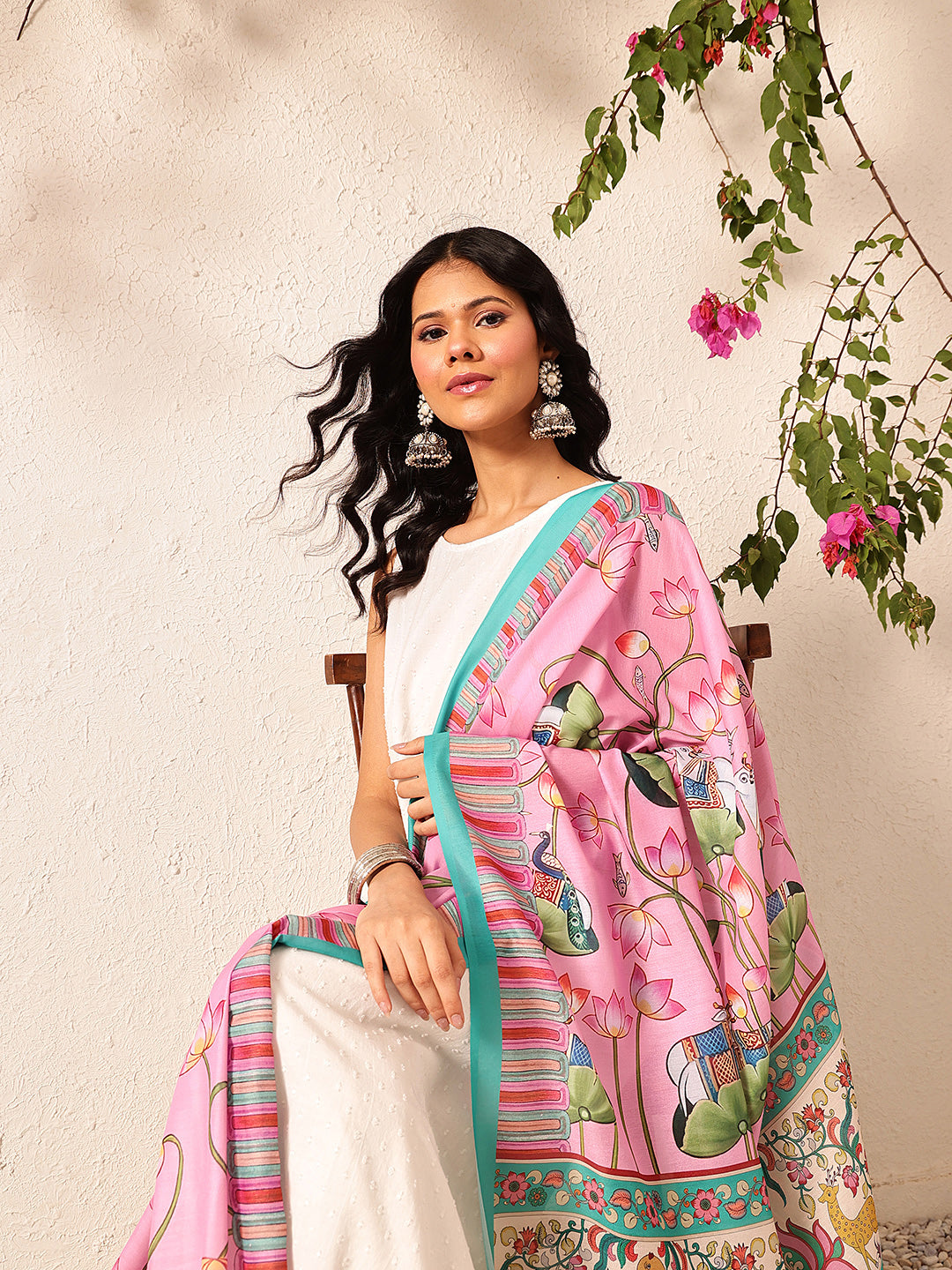 Pen Kalamkari Mul Cotton Digital Printed Dupatta