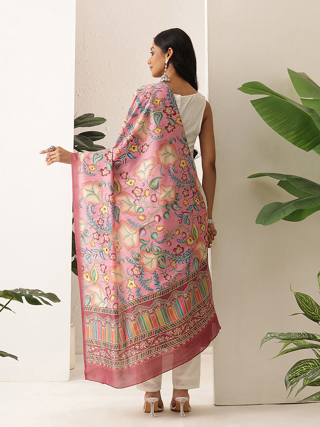 Digital Printed Kalamkari Dupatta Mul Cotton Fabric