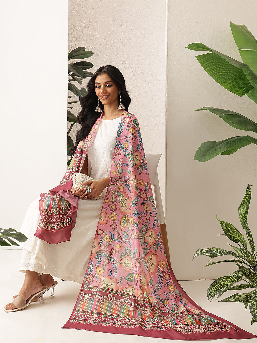Digital Printed Kalamkari Dupatta Mul Cotton Fabric