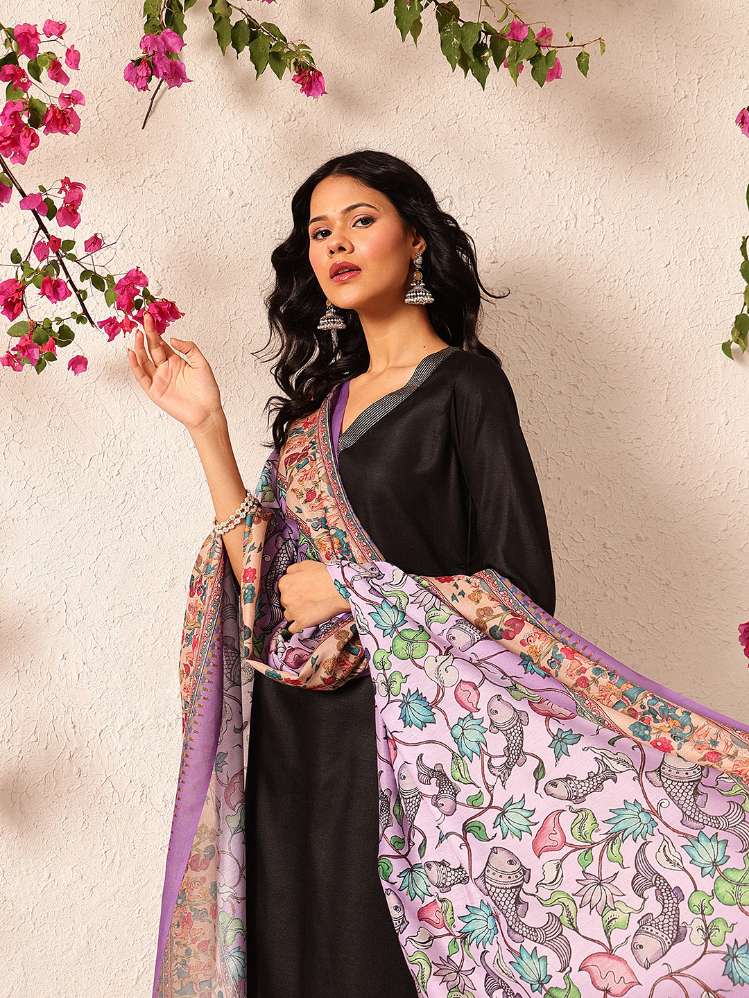 Pen Kalamkari Mul Cotton Digital Printed Dupatta