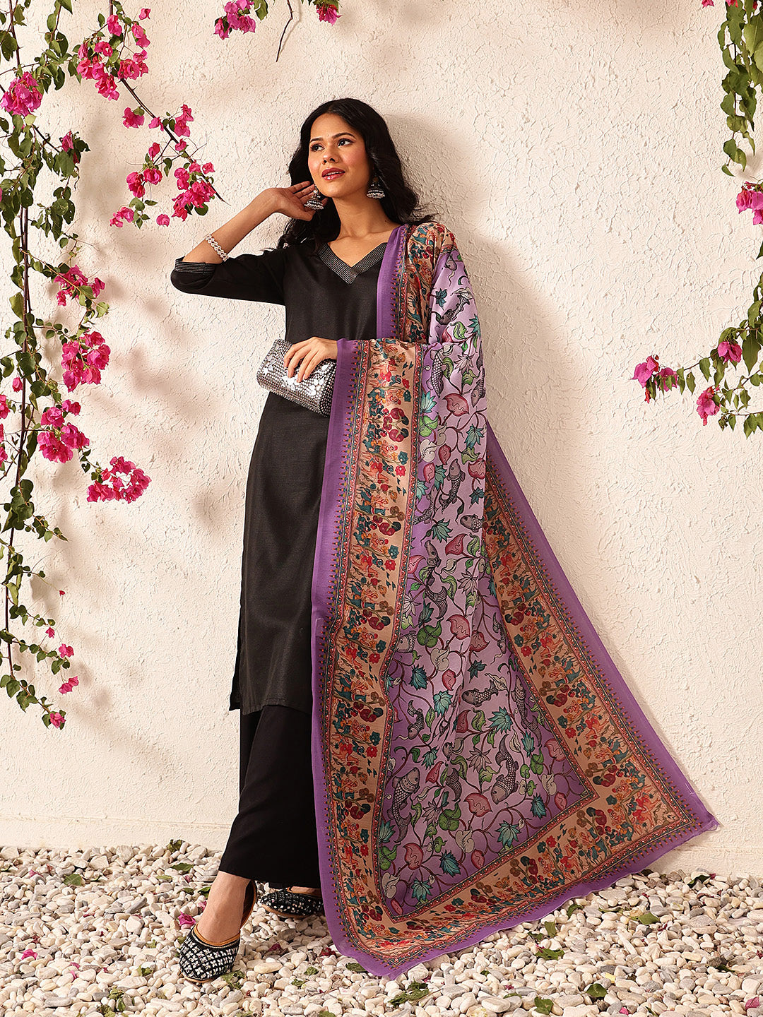 Pen Kalamkari Mul Cotton Digital Printed Dupatta