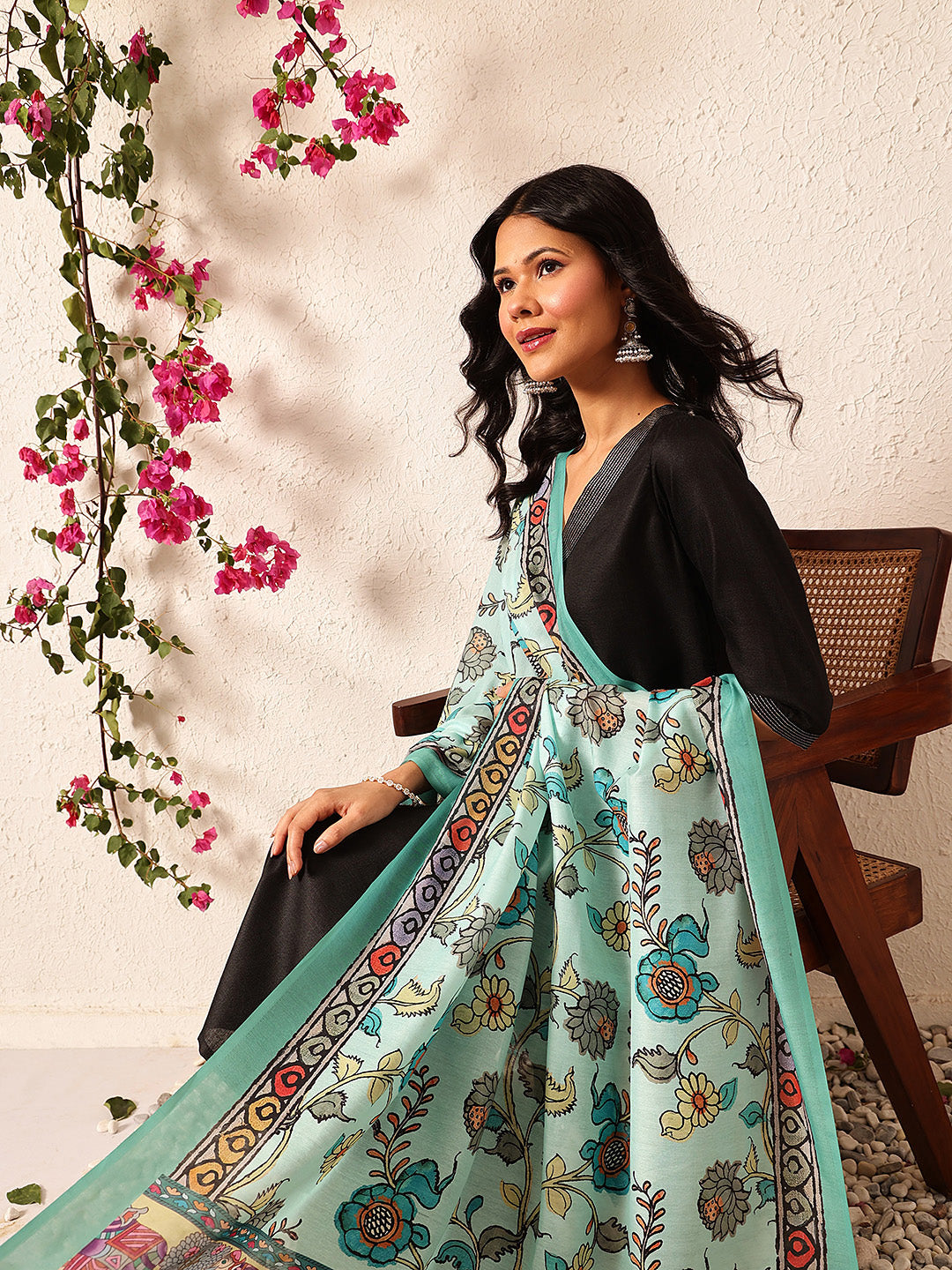 Pen Kalamkari Mul Cotton Digital Printed Dupatta