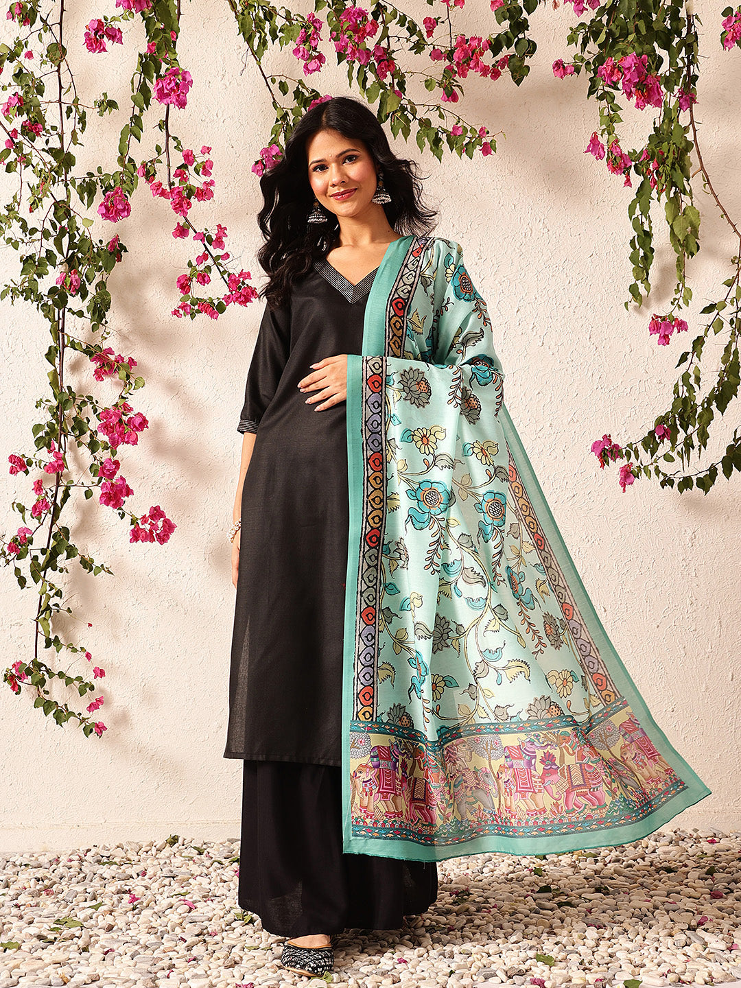 Pen Kalamkari Mul Cotton Digital Printed Dupatta