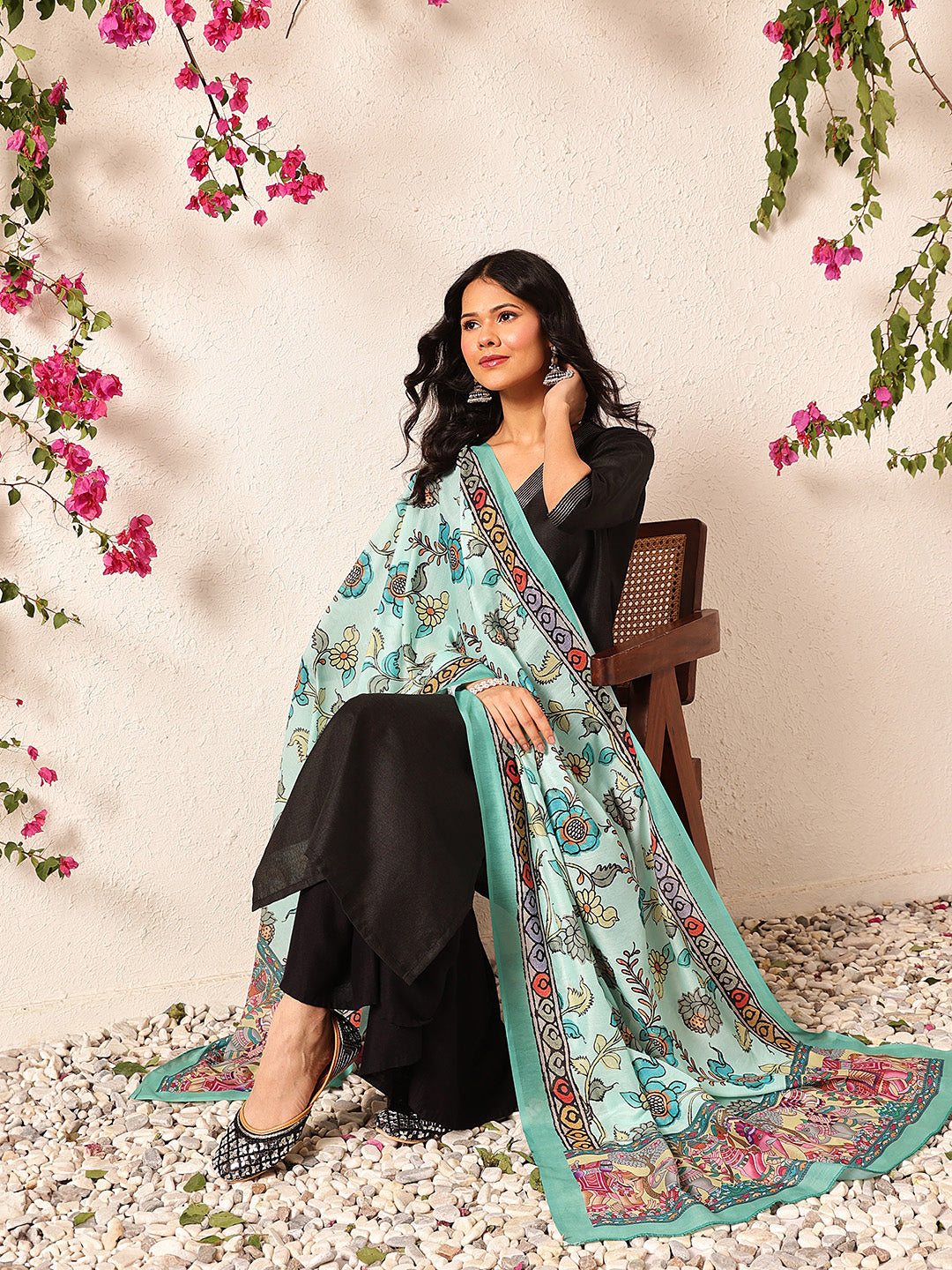 Pen Kalamkari Mul Cotton Digital Printed Dupatta