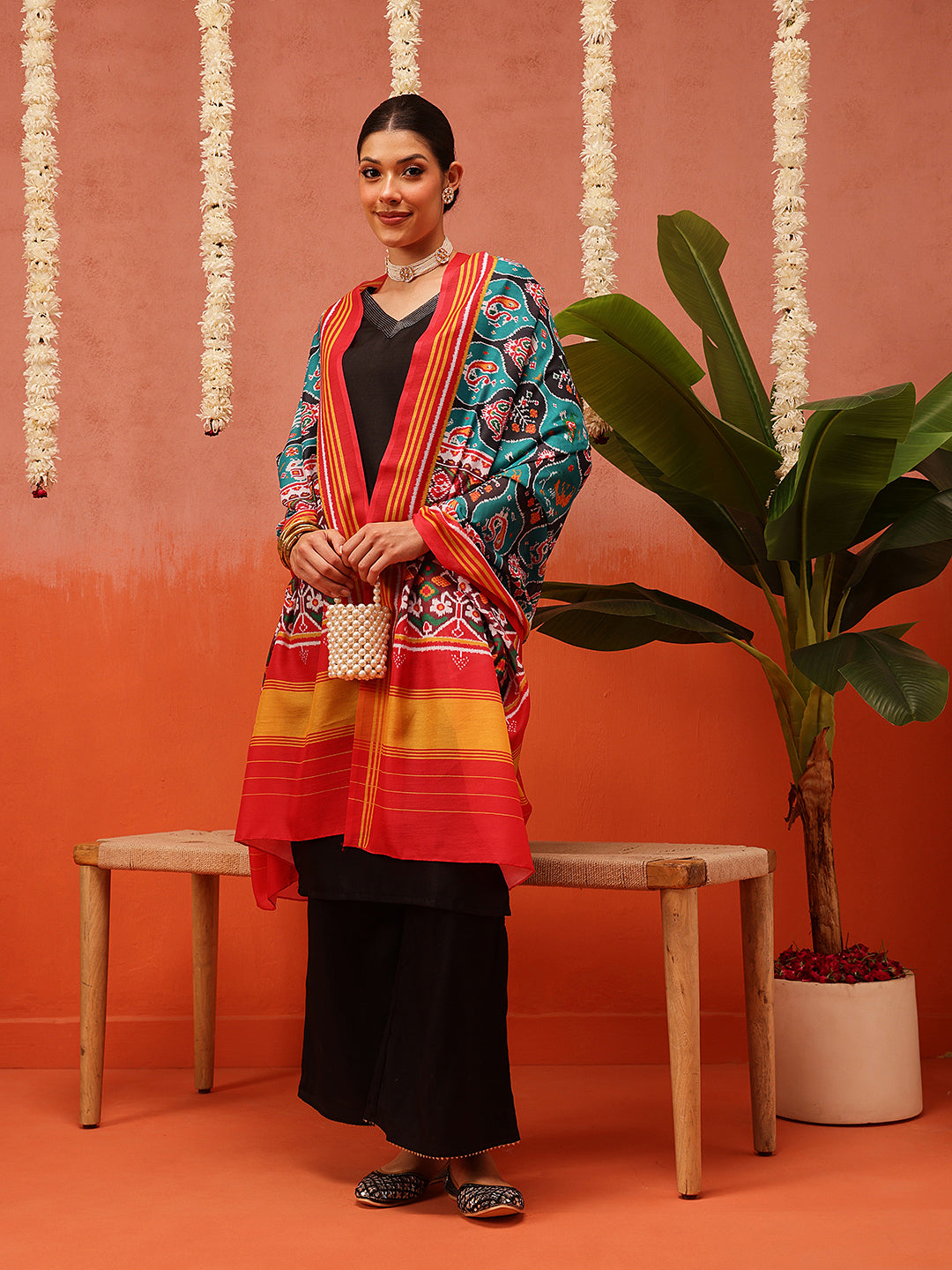 Traditional Ikkat Patola Printed Mul Cotton Dupatta