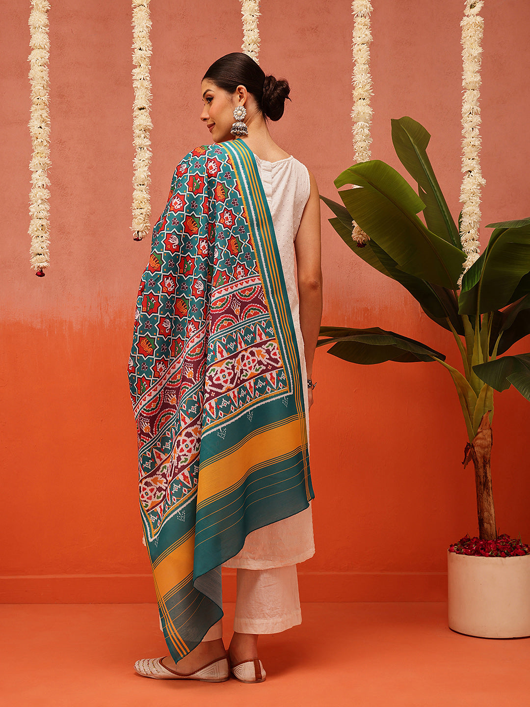 Traditional Ikkat Patola Printed Mul Cotton Dupatta