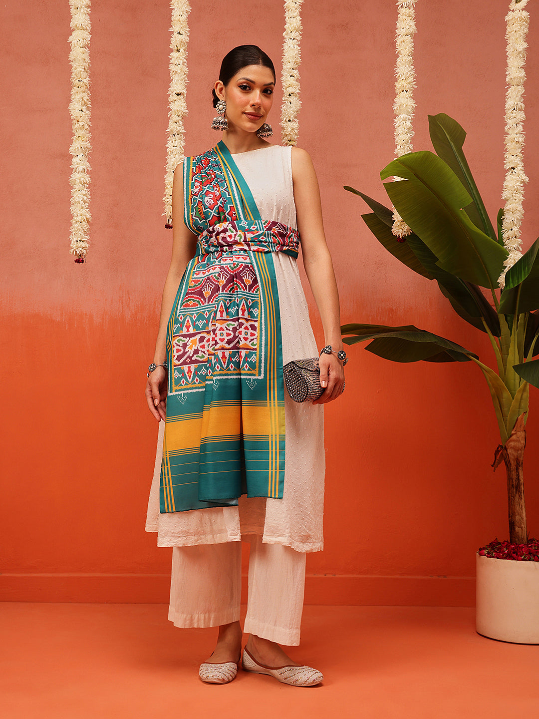 Traditional Ikkat Patola Printed Mul Cotton Dupatta