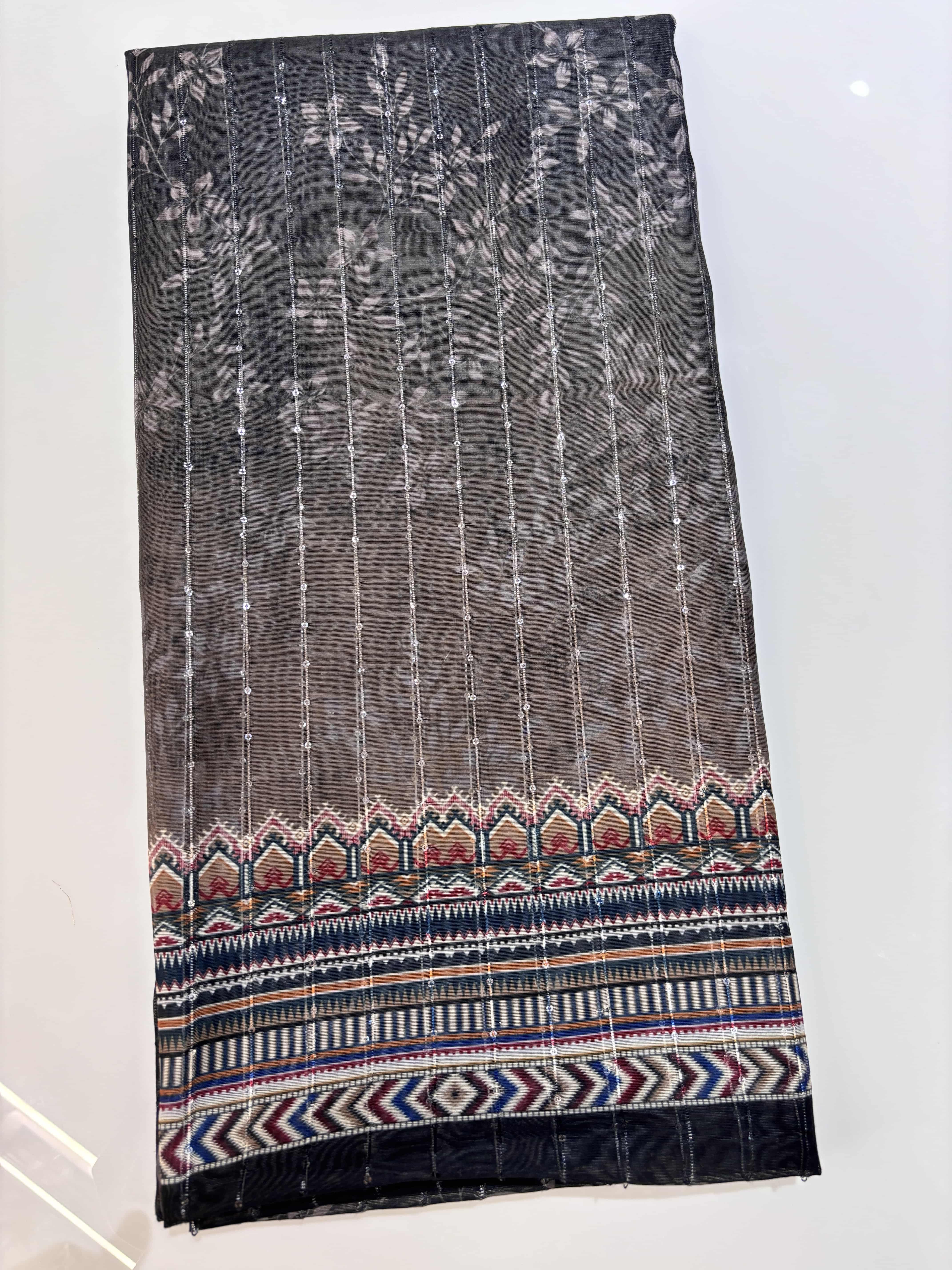 Chanderi Cotton Digital Printed Unstitched Dress Material With Solid Bottom & Printed Dupatta