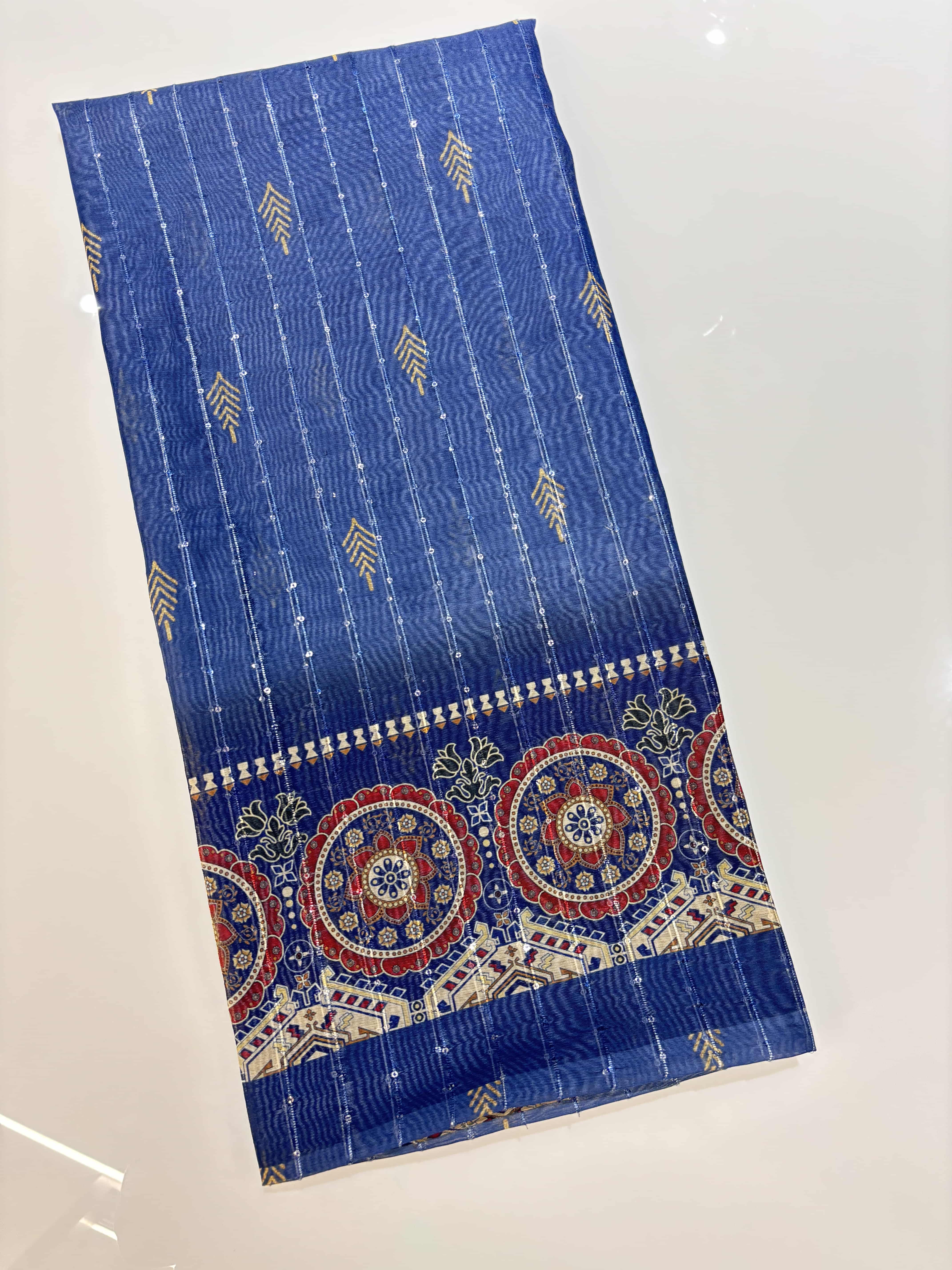 Chanderi Cotton Digital Printed Unstitched Dress Material With Solid Bottom & Printed Dupatta